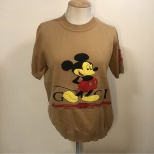 Disney Collab Tan Sweater with Mickey Mouse Design